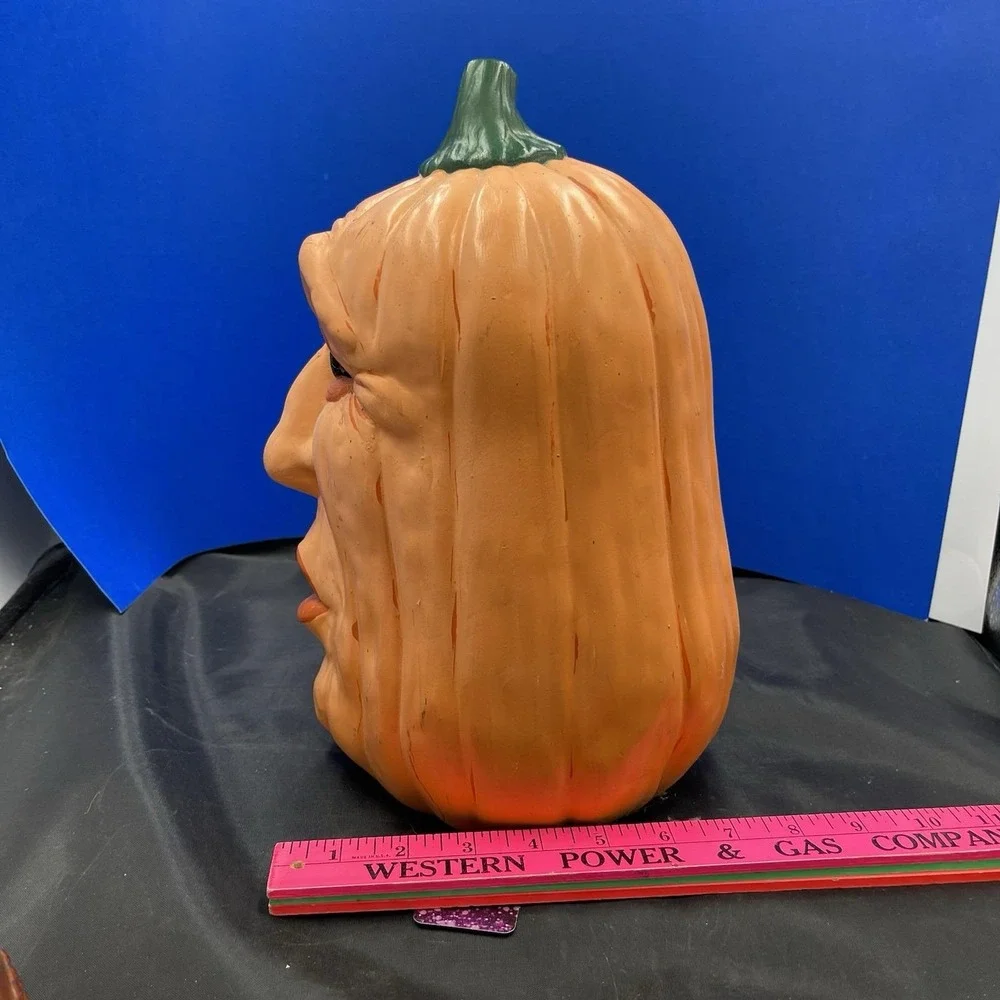 VTG Ceramic Light Up Pumpkin Scary Face‎ Jack-O-Lantern Halloween 12 Needs Light